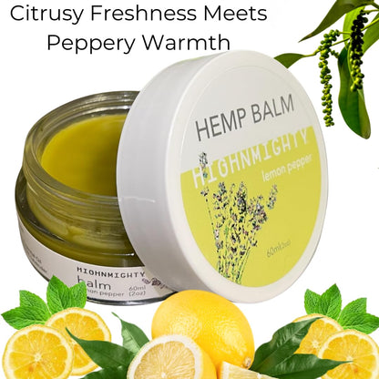 Highnmighty Maximum Strength Lemon Pepper Hemp Balm Salve | Daytime Relief, Relaxing, Natural, Fast-Acting Topical Cream for Muscle Joint Back Knee Shoulder Neck Elbow Hand Foot Relief, 60ml (2oz) HighnmightyBuy Supplements Australia
