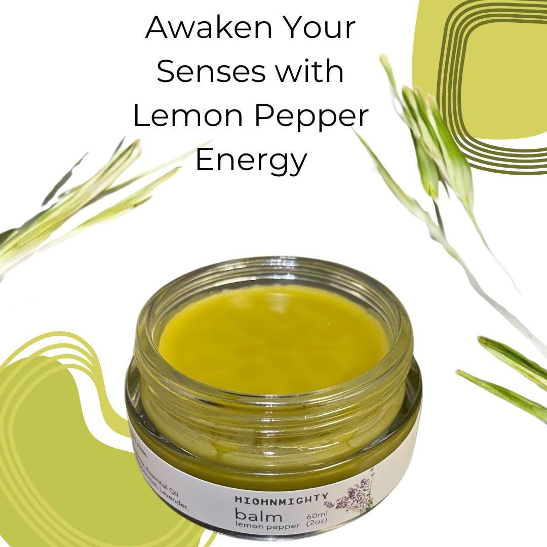 Highnmighty Maximum Strength Lemon Pepper Hemp Balm Salve | Daytime Relief, Relaxing, Natural, Fast-Acting Topical Cream for Muscle Joint Back Knee Shoulder Neck Elbow Hand Foot Relief, 60ml (2oz) HighnmightyBuy Supplements Australia