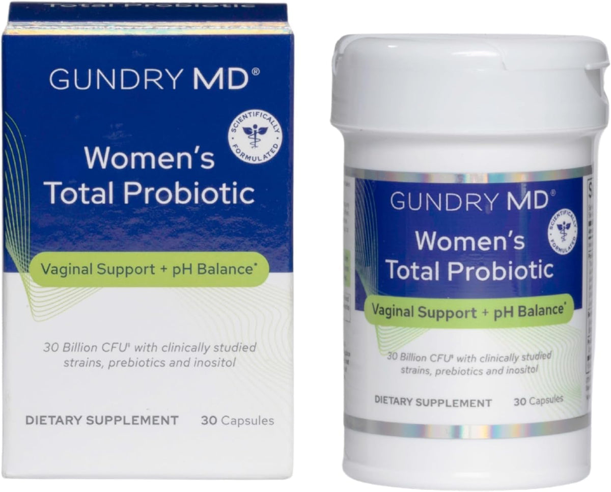 Gundry MD® Women's Total Probiotic with Inositol, 30 Capsules | Made with Women in Mind, Urinary Tract & Vaginal Support, Leaky Gut, Digestive Health, Horomone Support, No Animal Products
