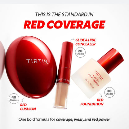 TIRTIR Mask Fit Red FoundationㅣLong Lasting Flawless Coverage, Energy Essence, Lightweight, Hydrating, Pore-Blurring, Breathable Satin Finish, Makeup, Radiant Skin, #21N Ivory, 1.01 Fl Oz