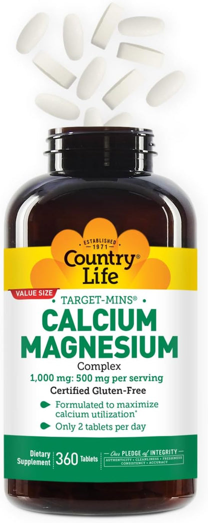 Country Life Target-Mins Calcium Magnesium Complex, 360 Tablets
