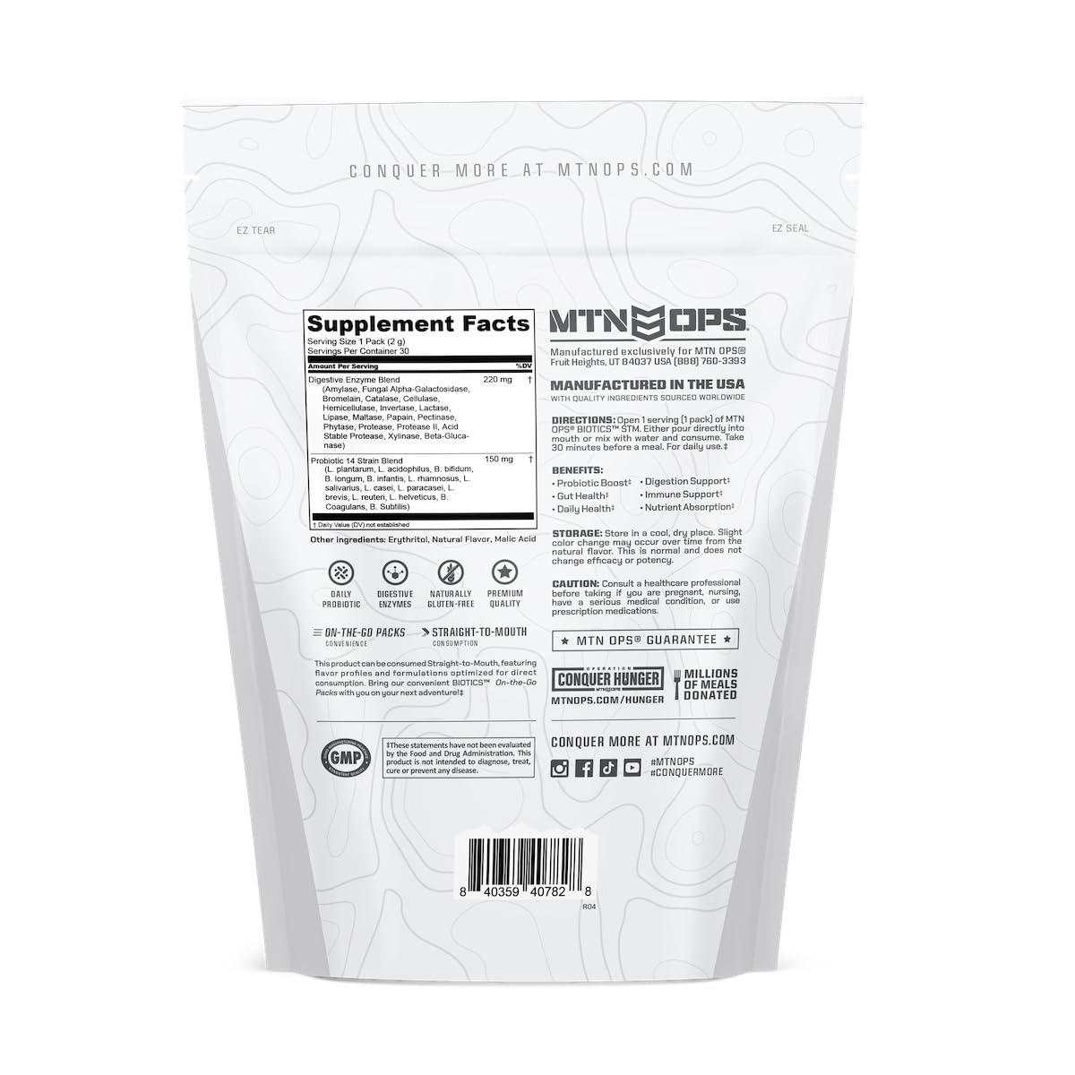 MTN OPS Biotics STM On‑the‑Go Probiotic Supplement for Gut Health, Digestion & Immune Support – Sugar‑Free, Natural Flavors Variety Pack, 30 Servings – Fast, Convenient Daily Gut Health Formula