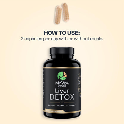 My Vida Origins Liver Detox with Organic Milk Thistle Organic Dandelion Extract and Choline with NAC – Liver Detox 120 Capsules