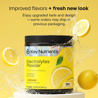 KEY NUTRIENTS Electrolytes Powder Bundle, Refreshing Lemonade 90 Servings Jar + Pineapple Coconut 90 Servings Jar, Sugar Free Hydration Drink Mix with Vitamins & Minerals, No Calories