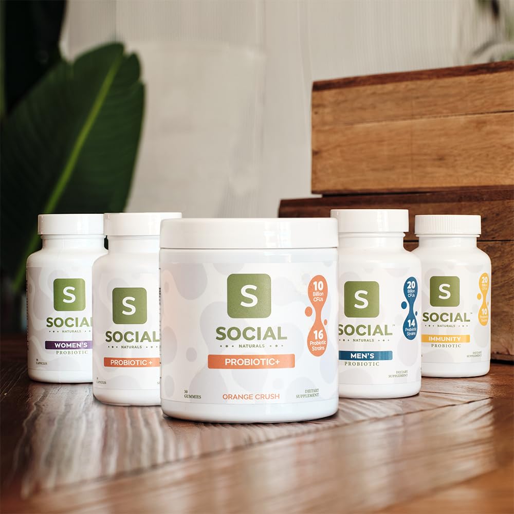 Social Naturals Daily Probiotic Capsules for Gut Health & Bloating | Bifidobacterium | Multi-Strain with Prebiotic + Postbiotic | 20 Billion CFU | Vegan | 30 Capsules