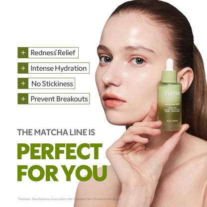 TIRTIR Matcha Dual PDRN Serum | Irritated Red Skin Relief & Glass Skin Glow with 20,000ppm Vegan Matcha PDRN, 5% Niacinamide, Hydrating Non-Sticky Korean Face Serum