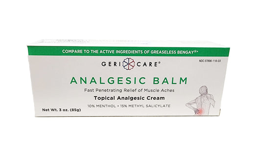 GeriCare Topical Analgesic Cream, Menthol 10%, Methyl Salicylate 15%, Fast Absorption, Pain Relief of Minor Muscle Aches, Body Stiffness, Joint Pain & Soreness, 3 Ounce (Pack of 1) GeriCareBuy Supplements Australia