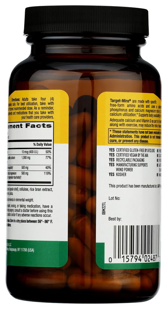 Country Life Target-Mins Calcium Magnesium with Vitamin D, 240 Capsules