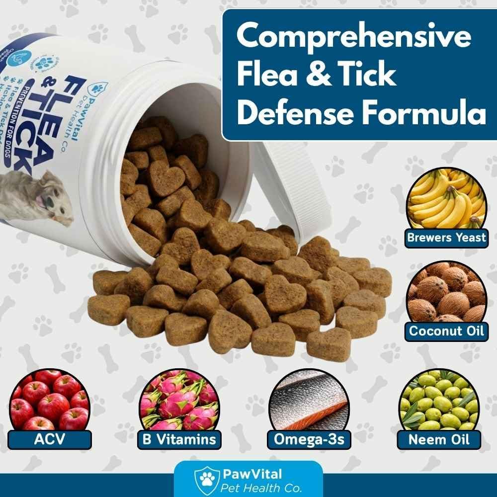 Flea and Tick Prevention for Dogs Chewables – 150 Soft Chews – Natural Dog Flea & Tick Control Supplement – Oral Defense Treatment with Omega Skin & Coat Support – All Breeds & Ages – Chicken Flavor