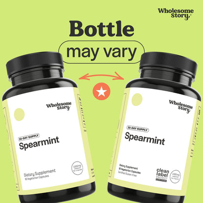 Wholesome Story Spearmint Capsules Supplement | 1000mg Spearmint Leaf | 333.33mg Per Capsule | Supports Hormones, Digestion & Gut | Mentha Spicata | 30-Day Supply