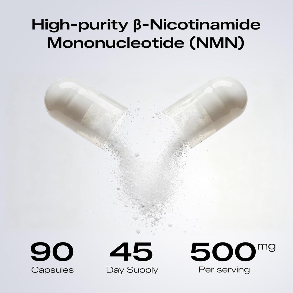 NMN Supplement 500mg - 99.9% Pure NMN Supplement Capsules for Increased NAD Levels & Healthy Aging - Third Party Tested Stabilized Capsules, cGMP Certified, 90 Liposomal NMN (45 Servings)