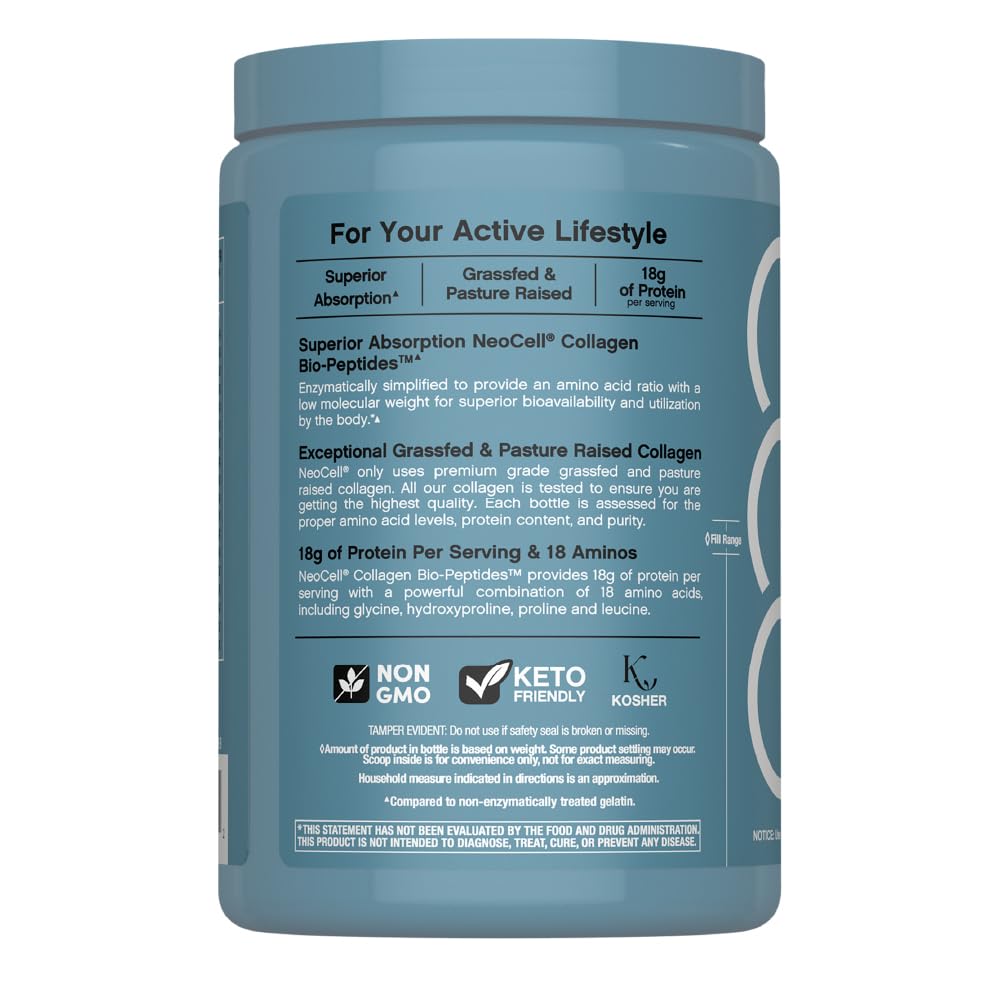 NeoCell Collagen Bio-Peptides Powder | 10oz | Super Hair, Skin, and Nails | Superior Absorption | Grassfed Protein Supplement