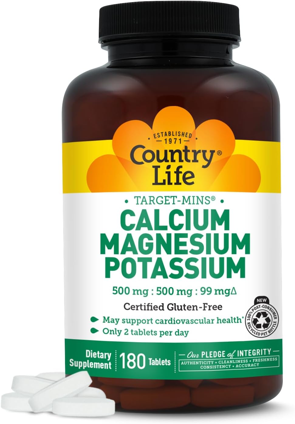 Country Life Target-Mins Calcium Magnesium Potassium, 180 Tablets