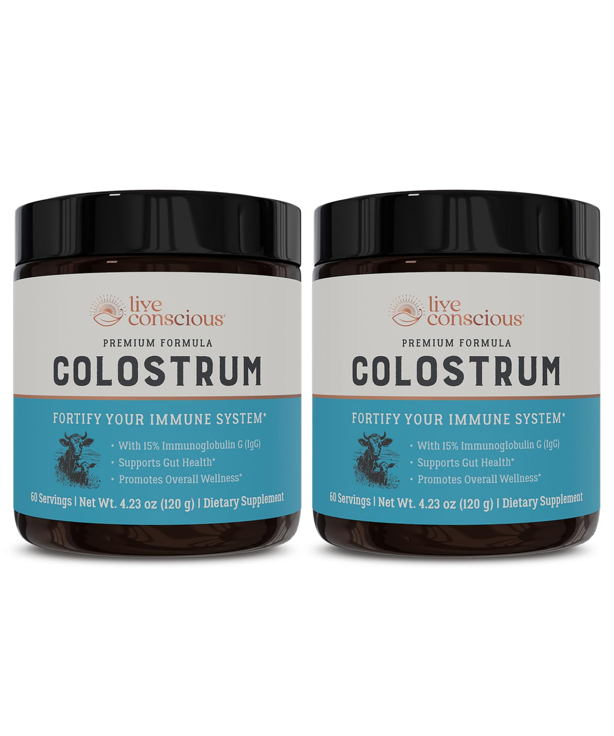 Live Conscious Colostrum Powder - Grass Fed Colostrum Supplement with Lactoferrin for Iron Absorption - Bovine Colostrum an Immune System Supplement