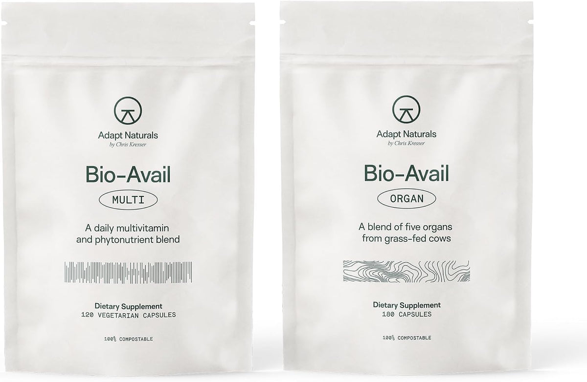 Adapt Naturals Foundational Nutrition Bundle – Bio-Avail Multivitamin & Organ Supplement with Grass-Fed Liver, Heart, Kidney & More – 30-Day Supply