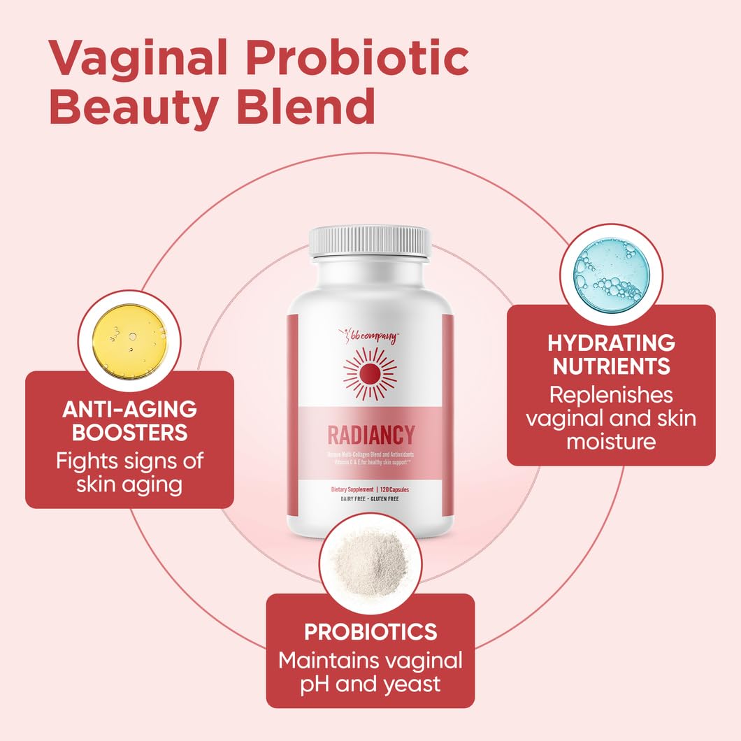 BB Company Radiancy | Vaginal Probiotics for Vaginal Dryness, pH Balance | Fights Itch, Odor | Anti-Aging | Hyaluronic Acid, Probiotics, Vitamin C, Multi Collagen | 120 Ct BB Company buy supplements Au