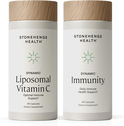Stonehenge Health Dynamic Liposomal Vitamin C + Dynamic Immunity Bundle Supplements to Support Immune System, Collagen Synthesis, and Brain Health