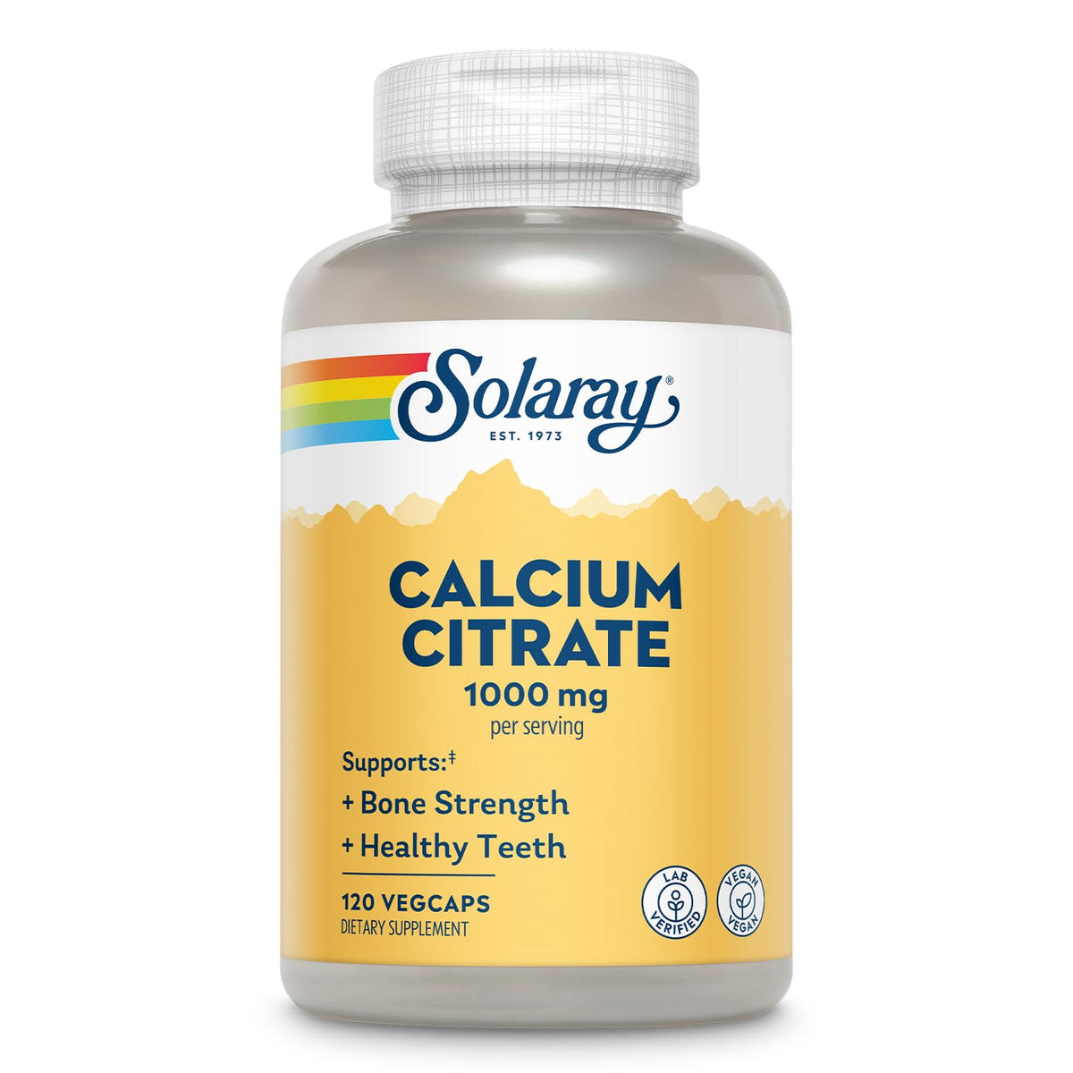 Solaray Calcium Citrate 1000mg - Chelated Calcium Supplement - Supports Bone Strength and Healthy Teeth - Easy to Digest - Vegan - 68 Servings, 275 VegCaps