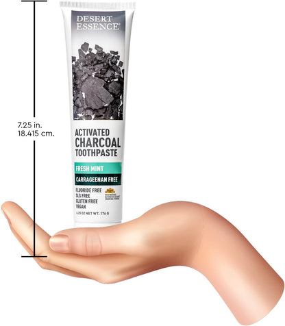 Desert Essence Activated Charcoal Toothpaste, Fluoride Free, 6.25 oz