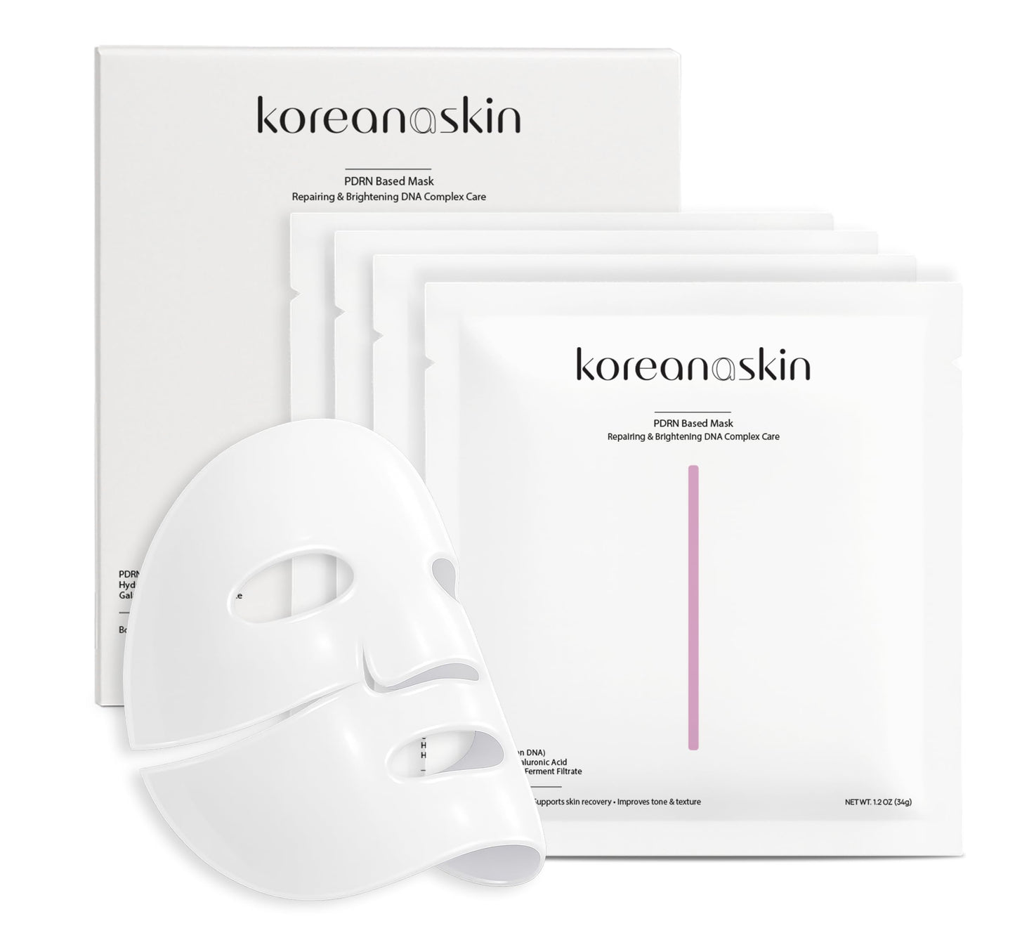 Koreana Skin K-Beauty PDRN DNA Complex Hydrogel Sheet Mask – Korean Regenerative Salmon DNA & Multi-Weight Hyaluronic Acid for Anti-Aging, Firming, Brightening, Deep Hydration – Box of 4