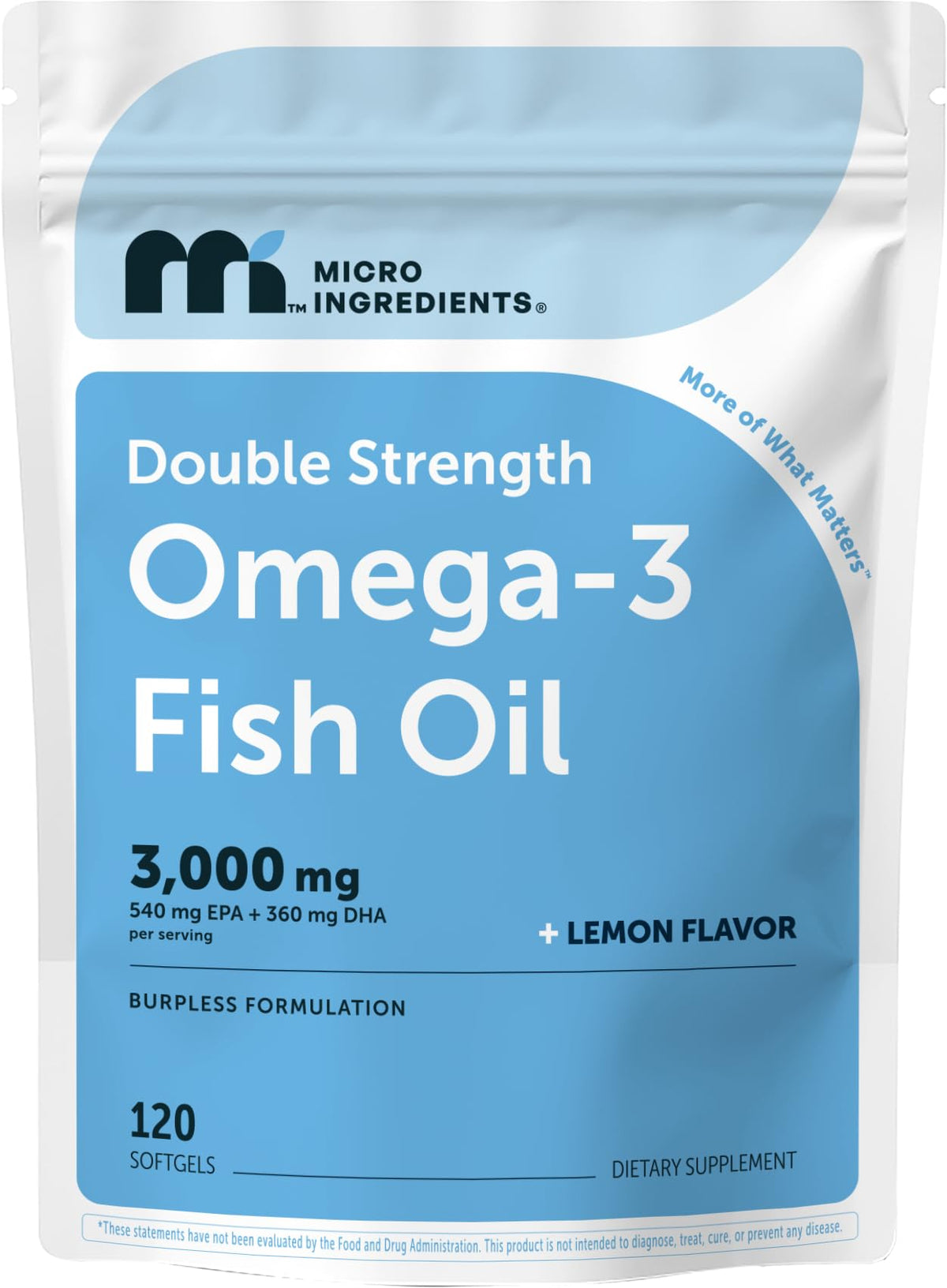 Micro Ingredients Omega 3 Fish Oil Supplements 3,000mg Per Serving, 240 Softgels | Lemon Flavored – Burpless | EPA 540mg + DHA 360mg | Deep Sea Fish