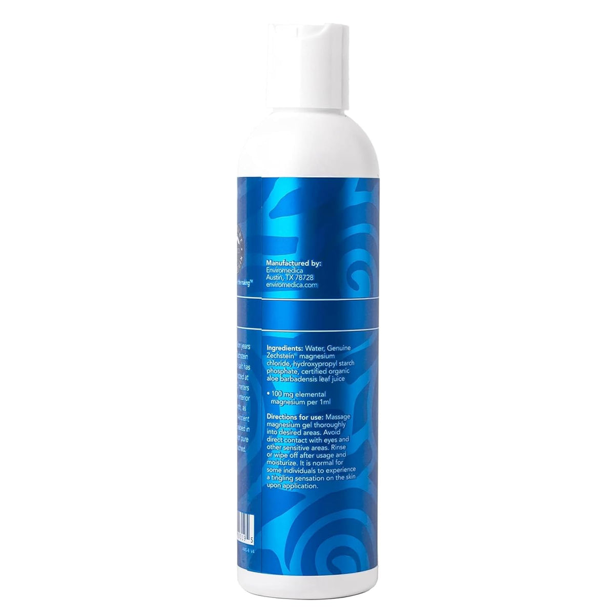 Ancient Minerals Magnesium Gel, Zechstein Chloride, for Massage, 8oz | Pure Zechstein magnesium chloride gel for massage & topical skin application. 8 oz bottle.