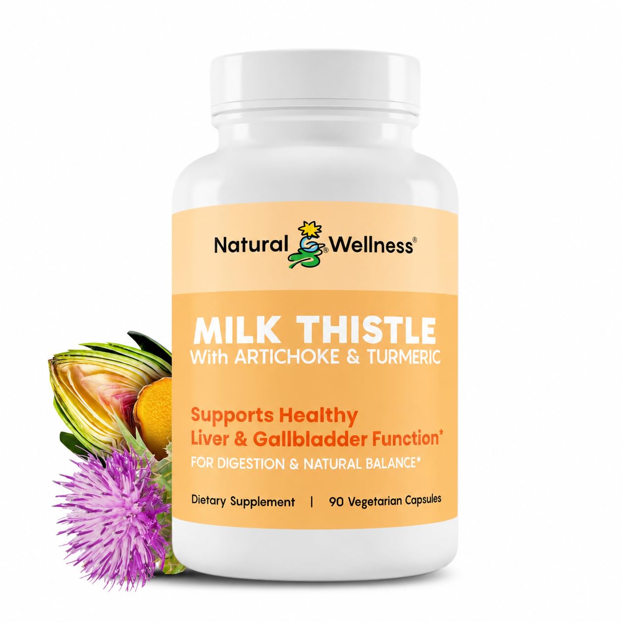 Natural Wellness Advanced Milk Thistle with Artichoke & Turmeric – Liver Support & Detox Supplement for Healthy Liver Function, Bile Flow