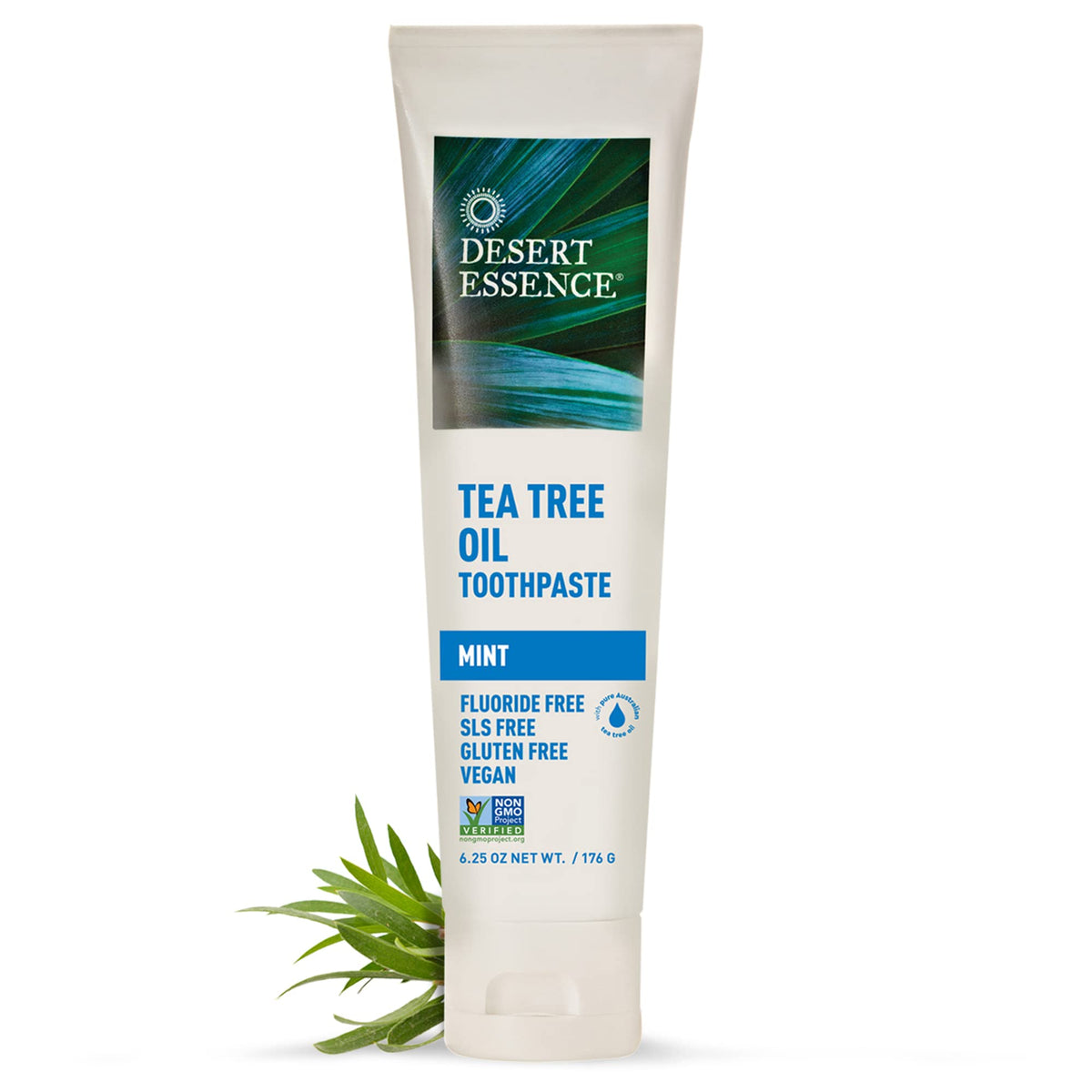 Desert Essence Tea Tree Oil Mint Toothpaste, Fluoride Free, 6.25 oz