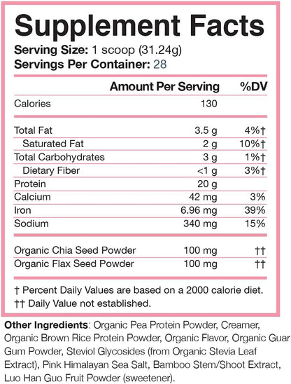 Love Sweat Fitness Organic Vegan Protein Powder for Women | 20g Plant Protein | No Bloat, No Chalk | Vanilla | Sugar Free, Gluten Free, Non-GMO | 28 Servings