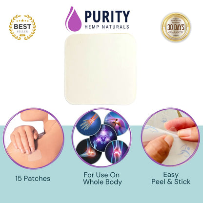 Body Discomfort Patch 120 mg - 15 ct (8 mg ea.) Lasts 24 Hours. Sweat & Water Resistant. Convenient & Discreet. For Use On Any Part Of The Body. Plant-Based Extended-Release Patch Purity Hemp NaturalsBuy Supplements Australia