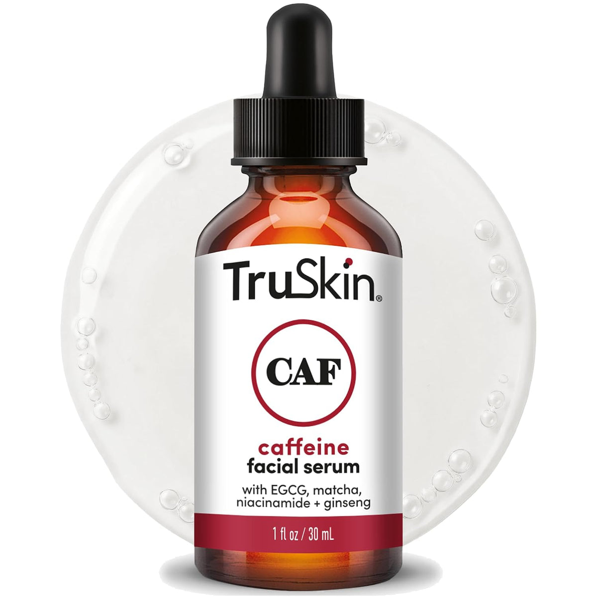 TruSkin Caffeine Face & Eye Serum for Dark Circles & Puffiness, 1 fl oz | With 5% Caffeine, EGCG, Niacinamide, Matcha & Ginseng to visibly refresh and energize tired-looking eyes