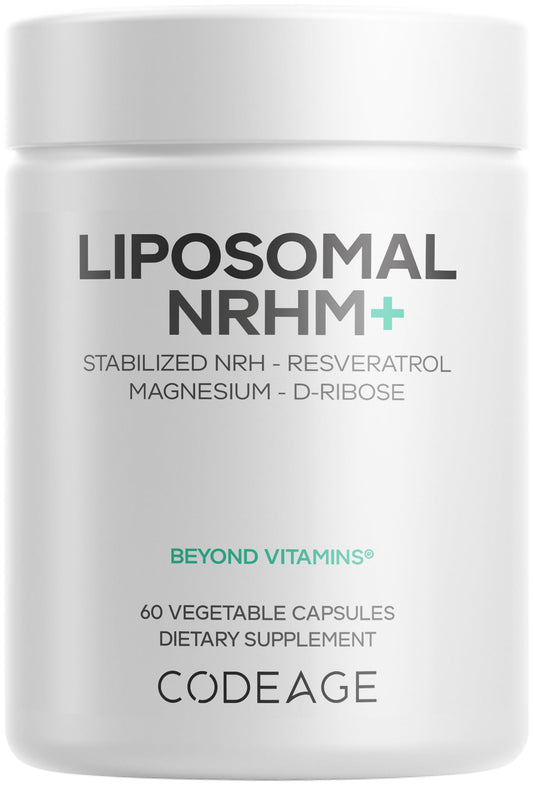 Codeage Liposomal NRHM+ Supplement - NRH Hydrogen Malate 300 mg, Resveratrol, D-Ribose & Quercetin - Vitamin C, Magnesium & Zinc - Liposomal Delivery - Non-GMO - 60 Capsules CodeageBuy Supplements Australia