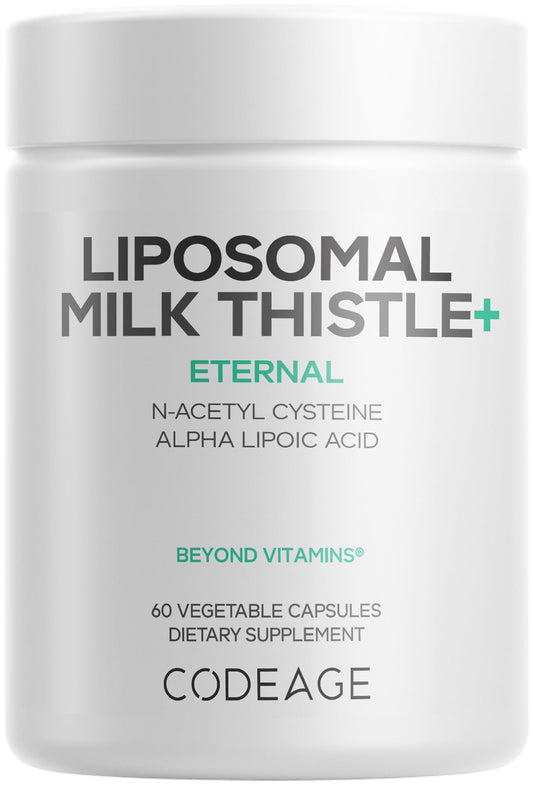 Codeage Liposomal Milk Thistle+ Supplement - Silymarin from Silybum Marianum, NAC, Artichoke Leaf, Dandelion Root, Alpha Lipoic Acid, BioPerine, Liposomal Delivery - Non-GMO - 60 Capsules CodeageBuy Supplements Australia