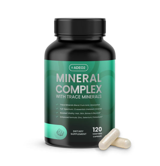 ADEO2 - Premium Blend of 52 Trace Minerals Complex with Essential Minerals in Chelated Form – All Natural and 100% Organic - 120 Capsules