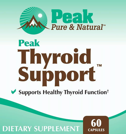 Thyroid Support by Peak Pure & Natural | Thyroid Supplement and Metabolism Booster to Support Weight Maintenance | Iodine Supplement Designed for Underactive Thyroid | 60 Capsules