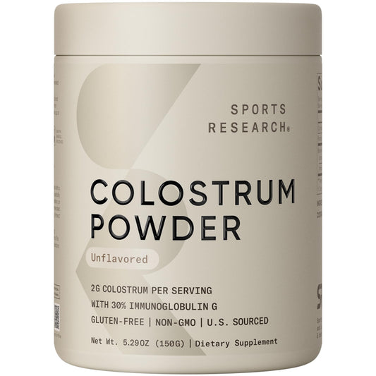 Sports Research® Bovine Colostrum Powder – Easy to Mix, Single Ingredient Superfood – Immunity Support & Gut Health w/IgG Antibodies - U.S. Sourced
