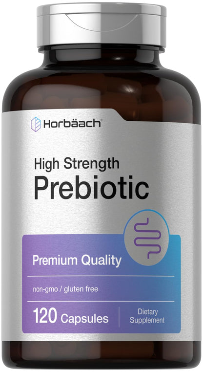 Horbäach Prebiotic for Men and Women | 120 Powder Pills | High Strength & Premium Quality Supplement | Non-GMO & Gluten Free