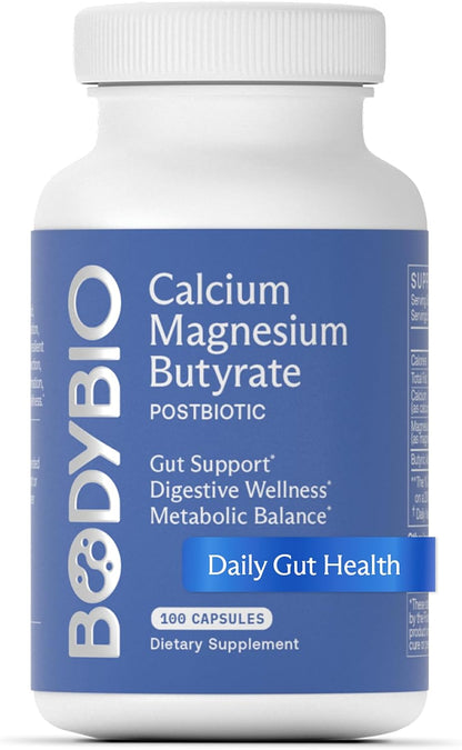 BodyBio Butyrate Calcium Magnesium - Postbiotic for Gut & Digestive Support | Gut Health, Digestive Support, Bloating, Gas & Constipation Relief, Leaky Gut Repair