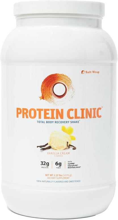 Protein Clinic - Collagen Protein Powder Recovery Shake, Vanilla | Dairy-Free with myHMB, CherryPURE and Prebiotic Fiber for Muscle, Joint and Digestive Support, Vitamin D3 and K2