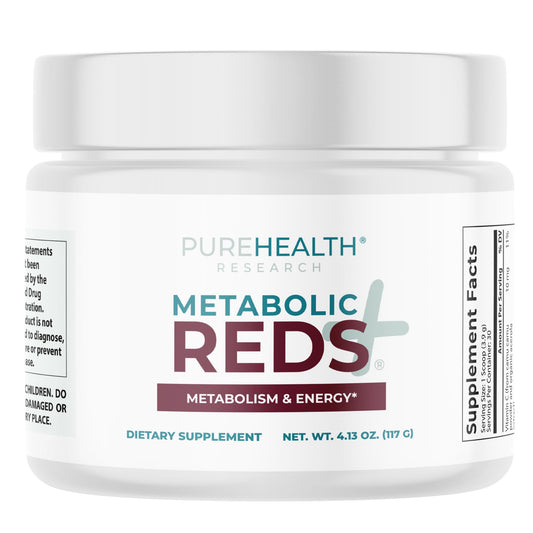 PUREHEALTH RESEARCH Metabolic Reds - Organic Superfood Powder Supplement - Fruit, Veggie, Adaptogenic, Probiotic Blends & More - for Metabolism & Energy Support