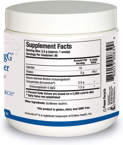 BIOTICS RESEARCH Immuno-gG SBI Powder Easy-to-Mix Powder Formula, Ultimate IgG, Complete Gut Health and Immune Support, Dairy Free, Immunoglobulin Concentrate - 2.6 Oz