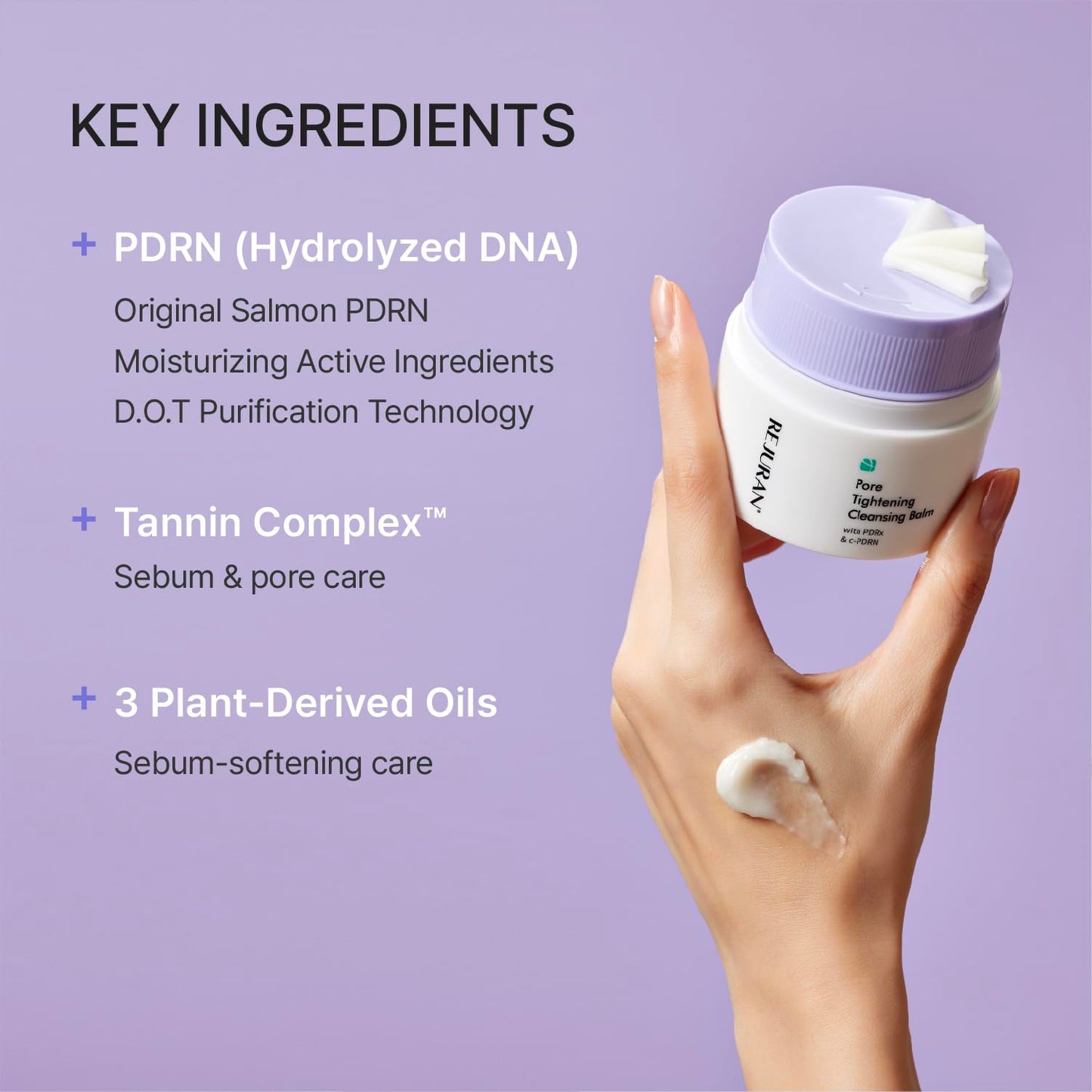 REJURAN® Pore Tightening Cleansing Balm with PDRx & c-PDRN 50ml – Deep Makeup & Blackhead Cleanser with Salmon DNA & Tannin Complex – 3-Step Transforming Balm, Fragrance-Free