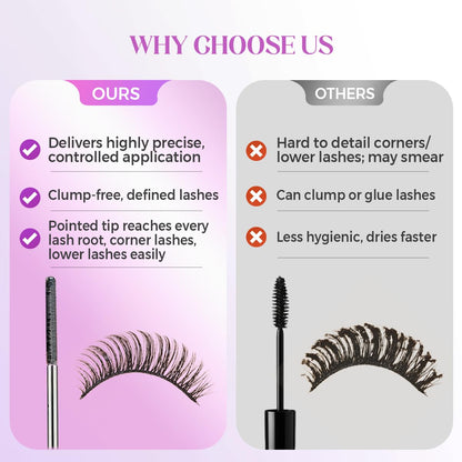 Washable Black Metal Wand Mascara, Waterproof Fiber Iron Mascara Tubing for for Volume & Length, 5D Curling Eyelash Quick-Dry, Long-lasting, Smudge Proof & No Flaking (Black)