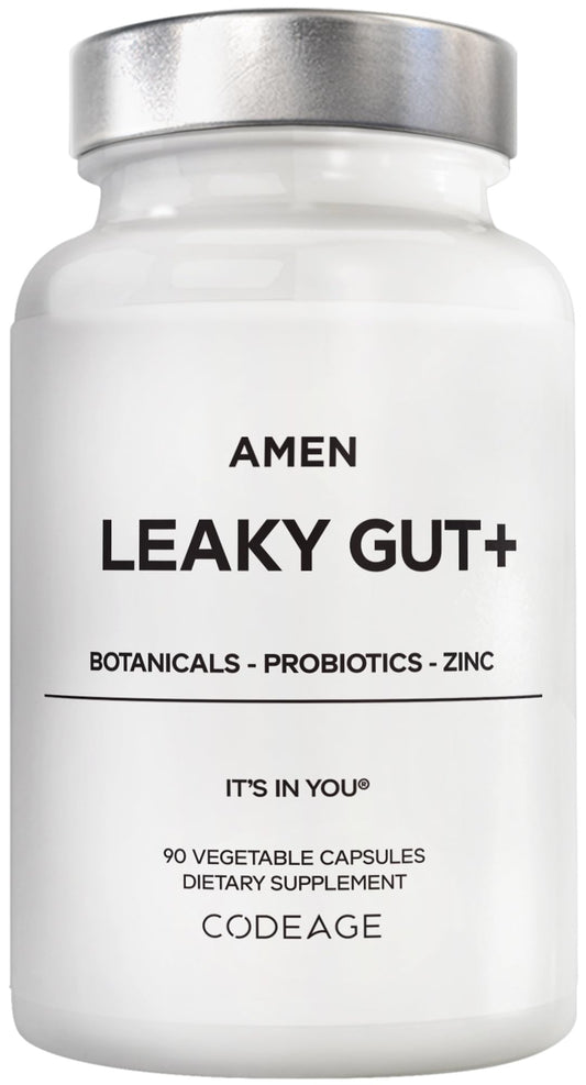 Amen Leaky Gut Supplement - Advanced Formula with Bioavailable L Glutamine, Zinc, Turmeric, DGL Licorice Root - Marshmallow Root - Probiotics & Fermented Prebiotics