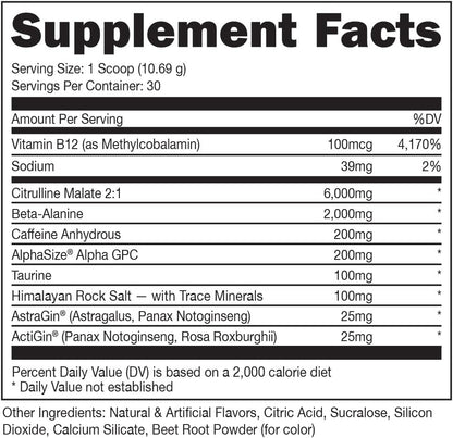 Bucked Up Pre Workout - Best Tasting - 6 Grams Citrulline, 2 Grams Beta Alanine Non Proprietary Blend, Powder (Strawberry Kiwi)