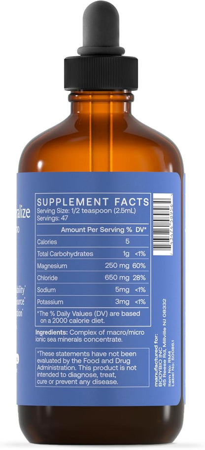 BodyBio ReMineralize - Essential Ionic Trace Minerals for Hydration & Detox | Over 72 Bioavailable Trace Minerals for Rapid Absorption