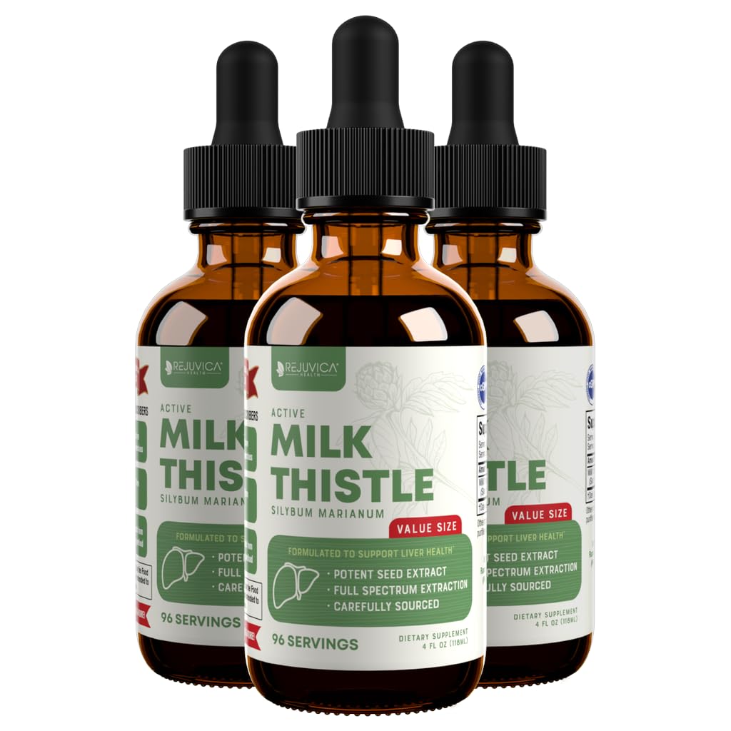 Rejuvica Health Active Milk Thistle 4oz XL Super Size - Advanced Milk Thistle Seed Liquid Extract Drops - May Support the Liver