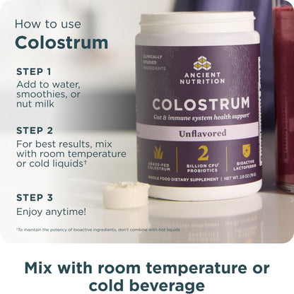 Ancient Nutrition Colostrum Superfood Powder, Grass Fed Bovine Colostrum, Supports Healthy Gut Microbiome and Immune System, Clinically Studied Lactoferrin