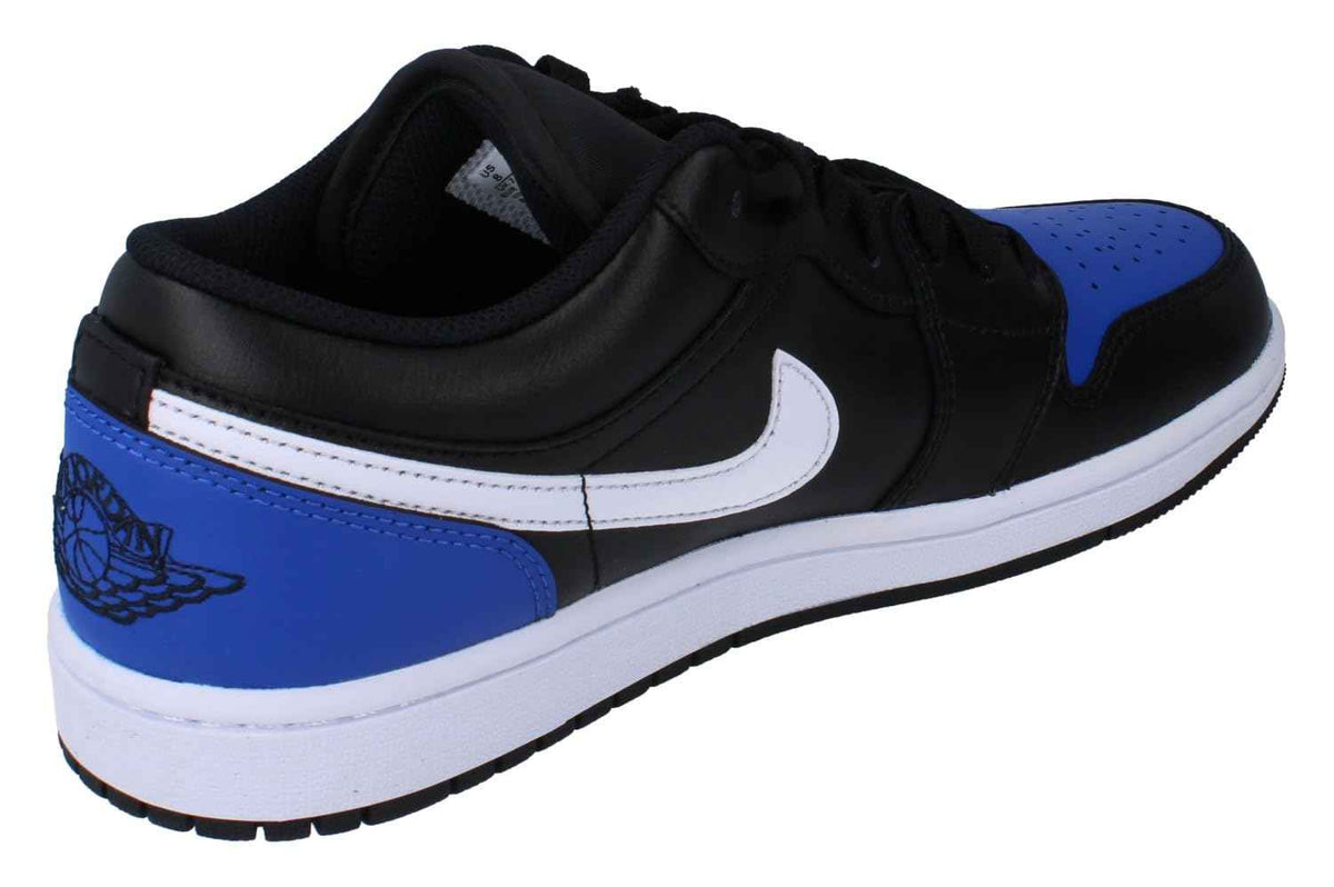 Nike Air Jordan 1 Low Mens Basketball Shoes (553558-042, Black/Game Royal/White) Size 10