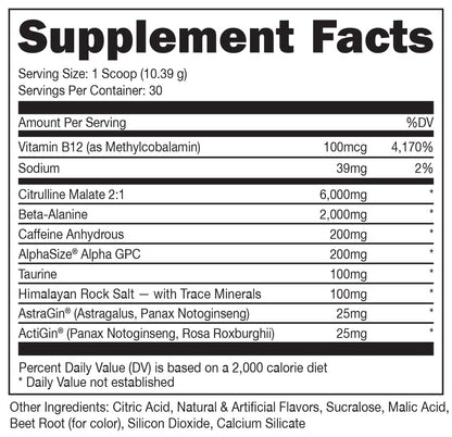Bucked Up Pre Workout - Best Tasting - 6 Grams Citrulline, 2 Grams Beta Alanine Non Proprietary Blend, Powder (Strawberry Kiwi)